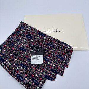 Vintage 2000s Nicole Miller 100% Silk Gerber Baby Food Novelty‎ Print 59" Scarf